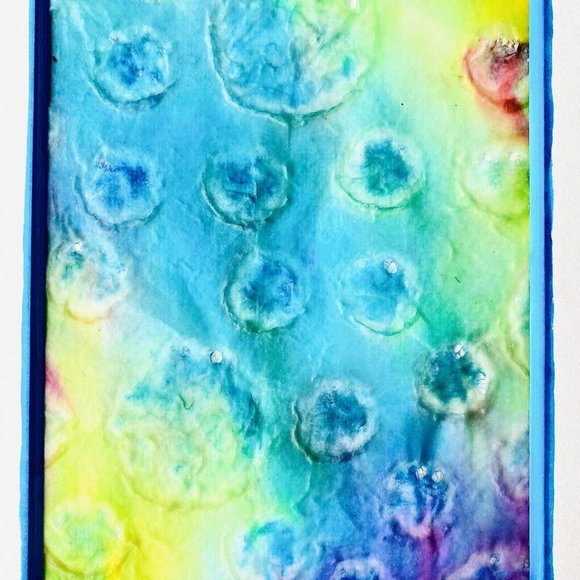 Original Art ‘Singing The Blues’ Encaustic Wax Painting 14”x11" Frame Ready - Picture 1 of 4
